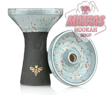 Bee Hookah Phunnel Black - Half Glazed White Orange Blue