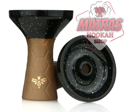 Bee Hookah Phunnel Brown - Half Glazed Black White